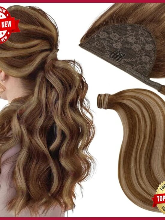 18 Inch Human Hair Ponytail Extension Clip On Straight 80g main image 6